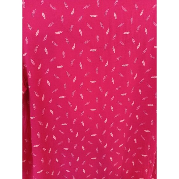 Women's Cecil Pink Feather Print 3/4 / Roll Tab Sleeve Blouse Medium - Picture 7 of 9
